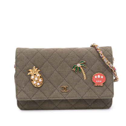 Chanel Quilted Canvas Coco Cuba Charms Wallet On Chain