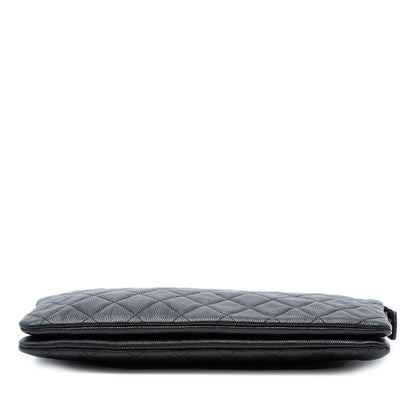 Chanel Quilted Caviar Boy O Case Zip Clutch