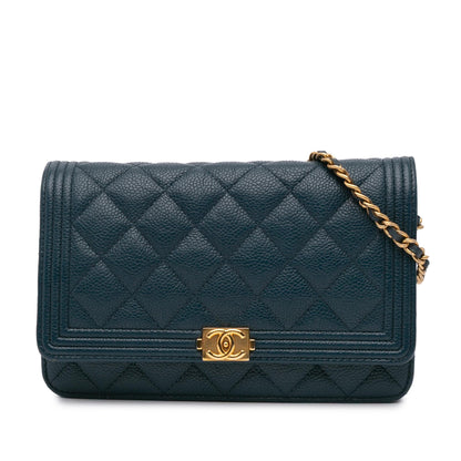 Chanel Quilted Caviar Boy Wallet on Chain