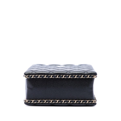 Chanel Quilted Caviar Chain Around Cut Out Evening Box Bag