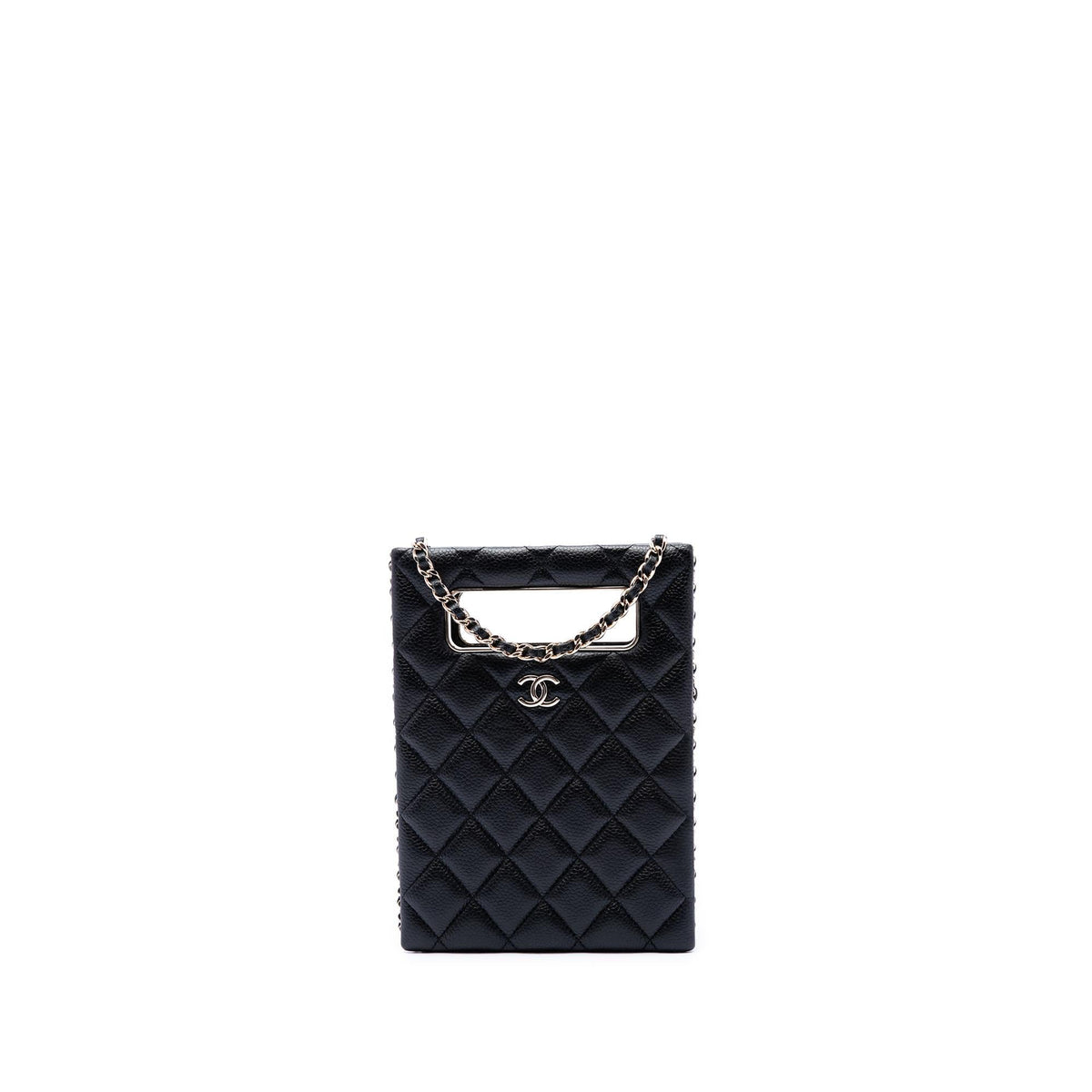 Chanel Quilted Caviar Chain Around Cut Out Evening Box Bag