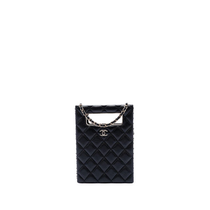Chanel Quilted Caviar Chain Around Cut Out Evening Box Bag
