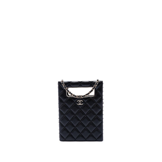 Chanel Quilted Caviar Chain Around Cut Out Evening Box Bag