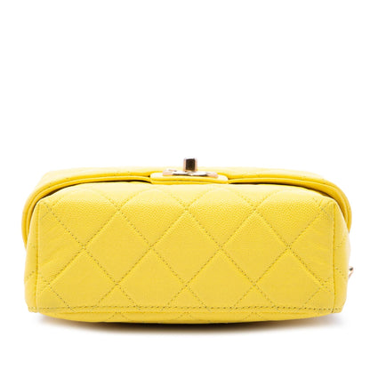 Chanel Quilted Caviar Handy Box Vanity Case with Chain