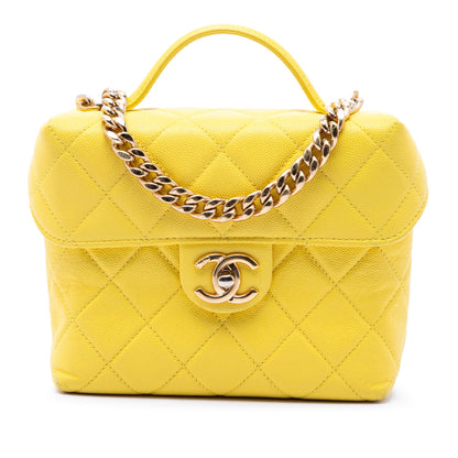 Chanel Quilted Caviar Handy Box Vanity Case with Chain