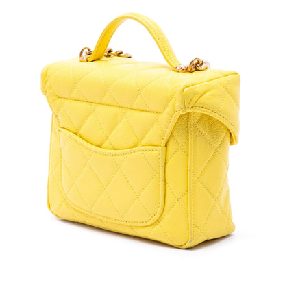 Chanel Quilted Caviar Handy Box Vanity Case with Chain
