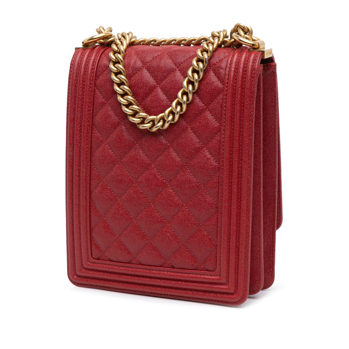 Chanel Quilted Caviar North South Boy Flap