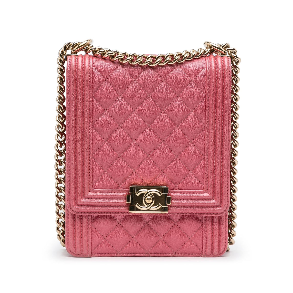Chanel Quilted Caviar North South Boy Flap