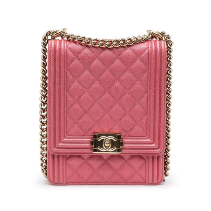 Chanel Quilted Caviar North South Boy Flap