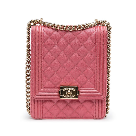 Chanel Quilted Caviar North South Boy Flap
