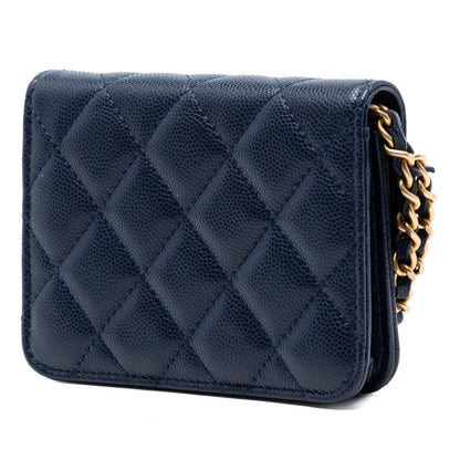 Chanel Quilted Caviar Twist Your Buttons Coin Purse With Chain