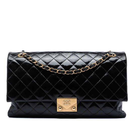 Chanel Quilted Crinkled Patent Pagoda Accordion Flap