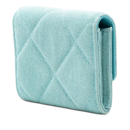 Chanel Quilted Denim 19 Card Holder with Chain