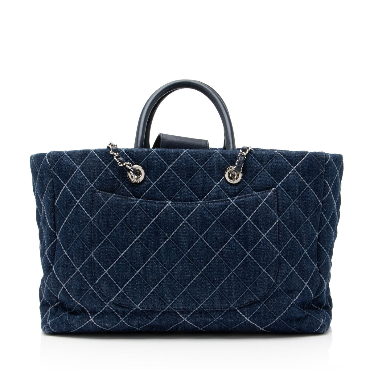 Chanel Quilted Denim Coco Handle Shopping Tote
