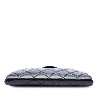 Chanel Quilted Glazed Calfskin Coco Pleats Chain Clutch