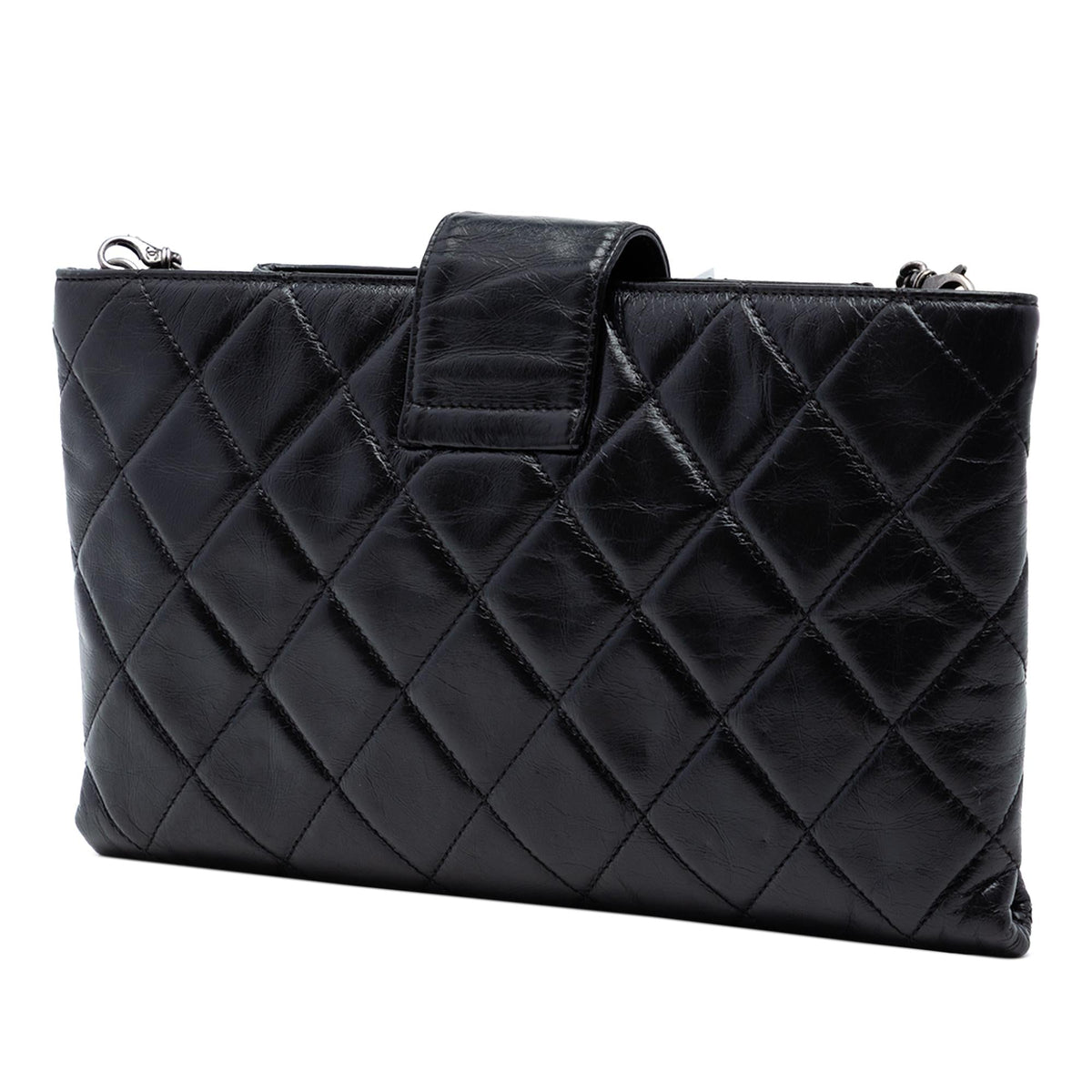 Chanel Quilted Glazed Calfskin Coco Pleats Chain Clutch