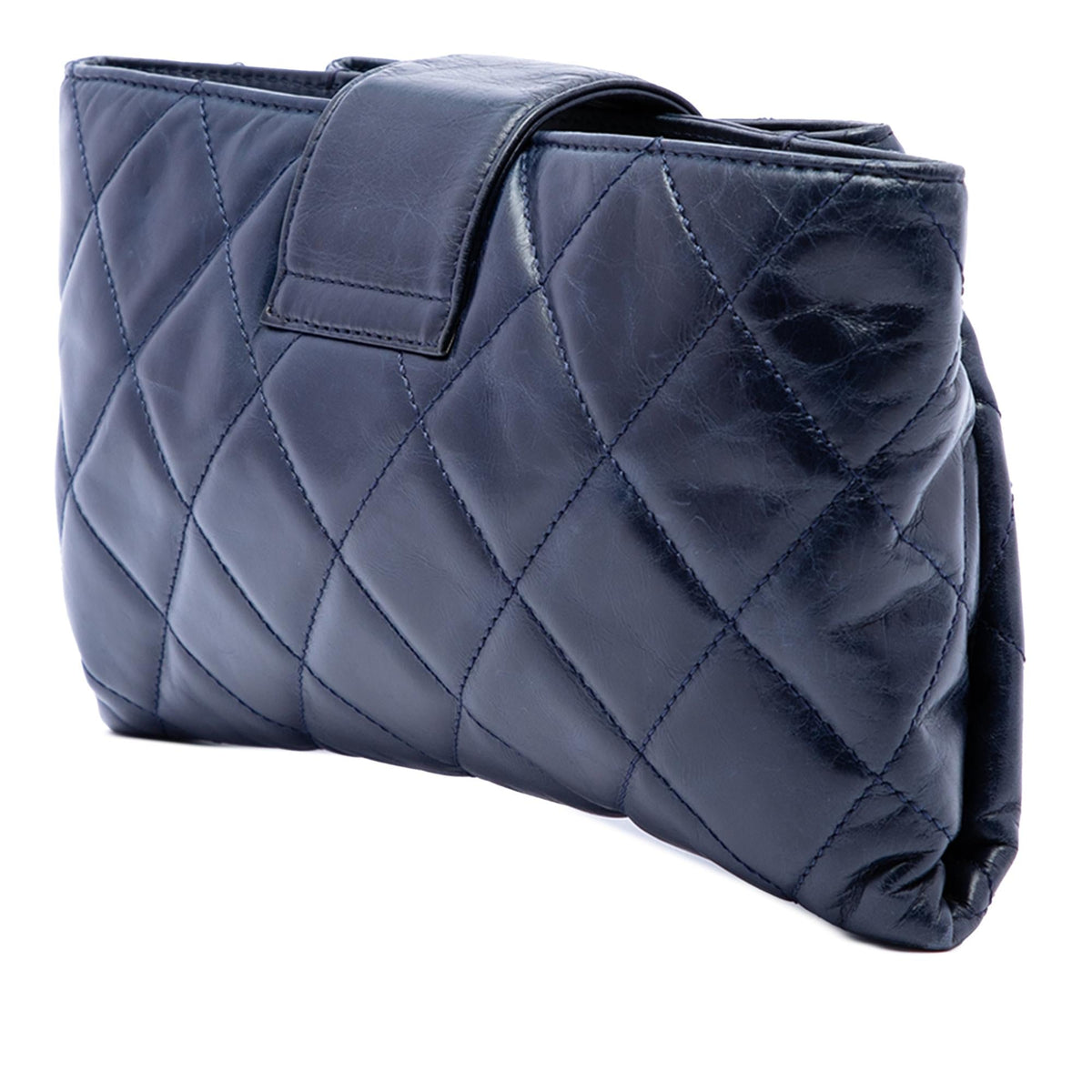 Chanel Quilted Glazed Calfskin Coco Pleats Chain Clutch
