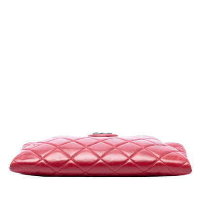 Chanel Quilted Glazed Calfskin Coco Pleats Chain Clutch