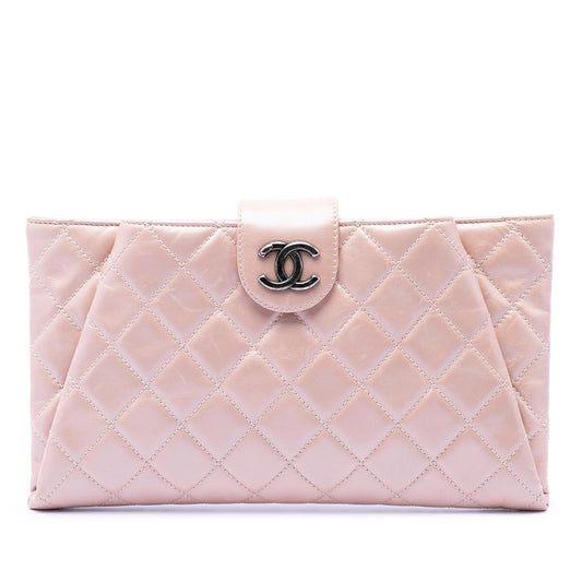 Chanel Quilted Glazed Calfskin Coco Pleats Clutch