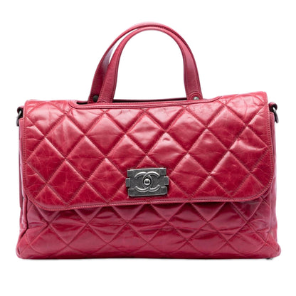 Chanel Quilted Glazed Calfskin Convertible Boy Top Handle Bag