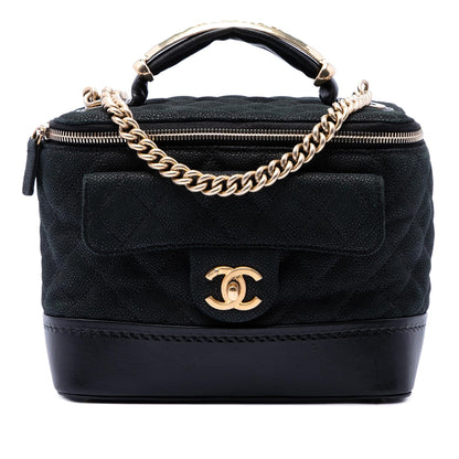 Chanel Quilted Iridescent Caviar Globe Trotter Vanity with Chain