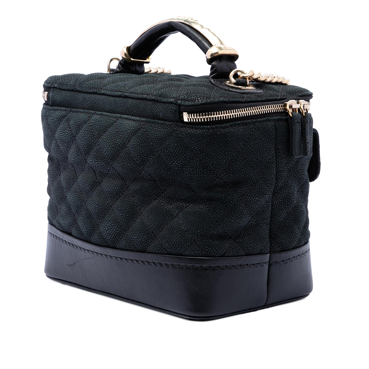 Chanel Quilted Iridescent Caviar Globe Trotter Vanity with Chain