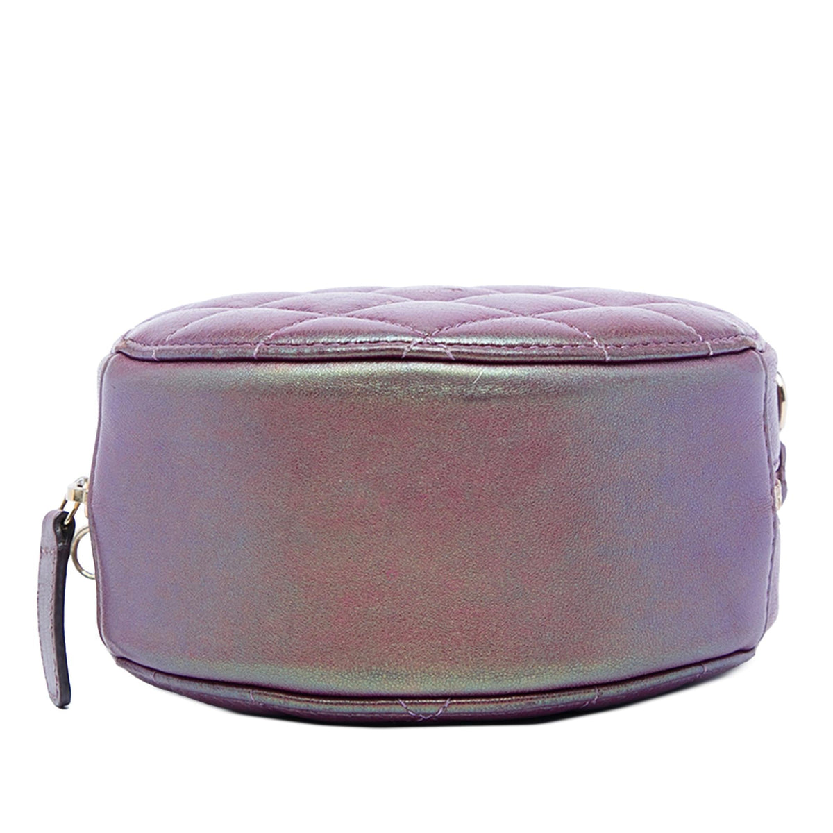 Chanel Quilted Iridescent Lambskin Round Clutch With Chain