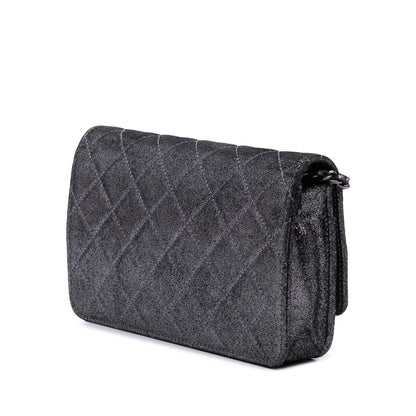 Chanel Quilted Iridescent Lambskin Tartan Button Wallet On Chain