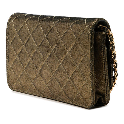 Chanel Quilted Iridescent Lambskin Tartan Button Wallet On Chain