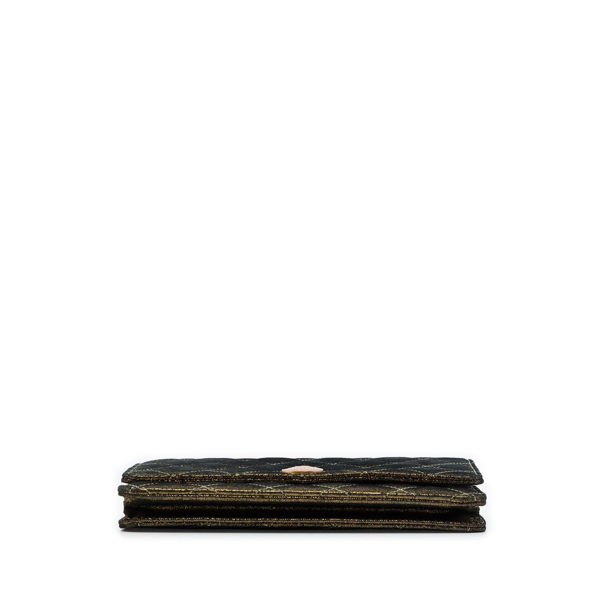 Chanel Quilted Iridescent Lambskin Tartan Button Wallet On Chain