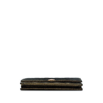 Chanel Quilted Iridescent Lambskin Tartan Button Wallet On Chain