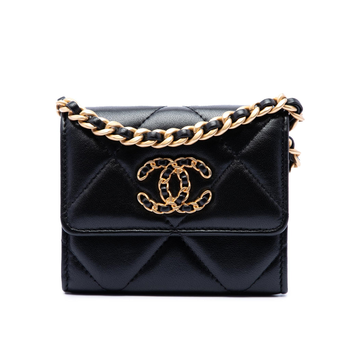 Chanel Quilted Lambskin 19 Flap Coin Purse With Chain
