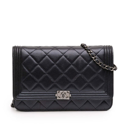 Chanel Quilted Lambskin Boy Wallet On Chain