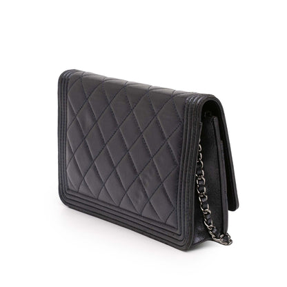 Chanel Quilted Lambskin Boy Wallet On Chain