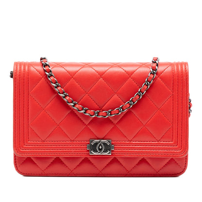 Chanel Quilted Lambskin Boy Wallet On Chain