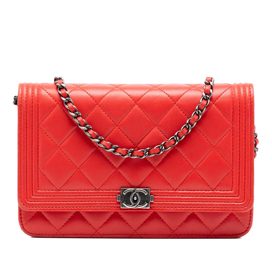 Chanel Quilted Lambskin Boy Wallet On Chain