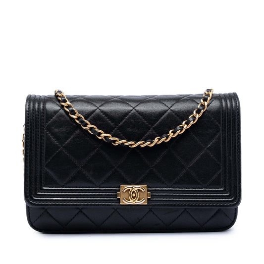 Chanel Quilted Lambskin Boy Wallet On Chain