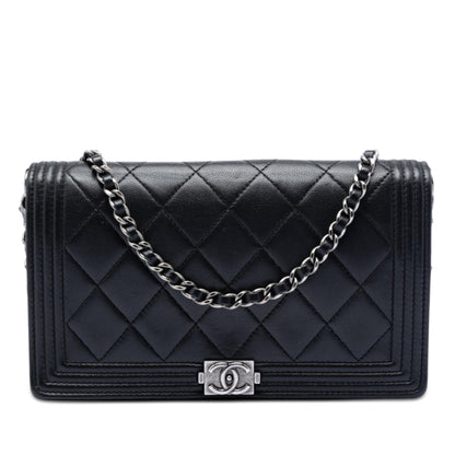 Chanel Quilted Lambskin Boy Wallet On Chain