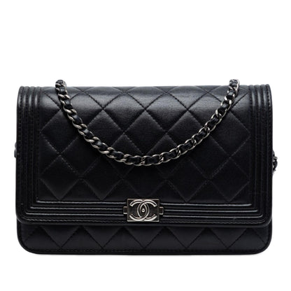 Chanel Quilted Lambskin Boy Wallet On Chain