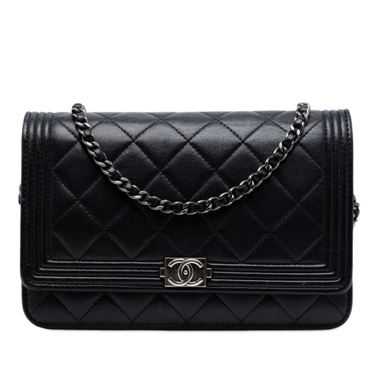 Chanel Quilted Lambskin Boy Wallet On Chain