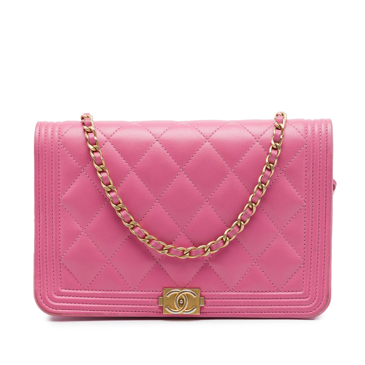 Chanel Quilted Lambskin Boy Wallet On Chain