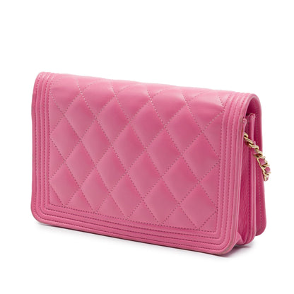 Chanel Quilted Lambskin Boy Wallet On Chain