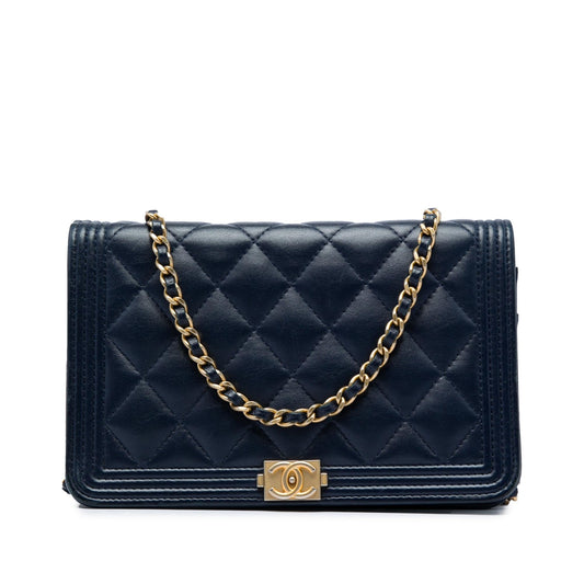 Chanel Quilted Lambskin Boy Wallet On Chain