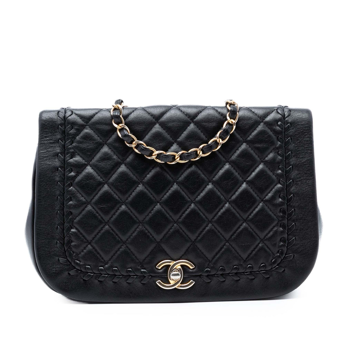 Chanel Quilted Lambskin Braided Saddle Flap