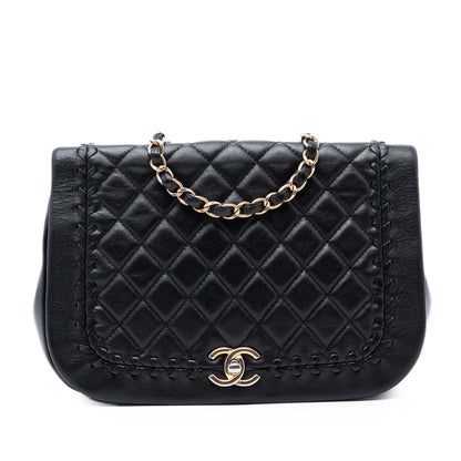 Chanel Quilted Lambskin Braided Saddle Flap