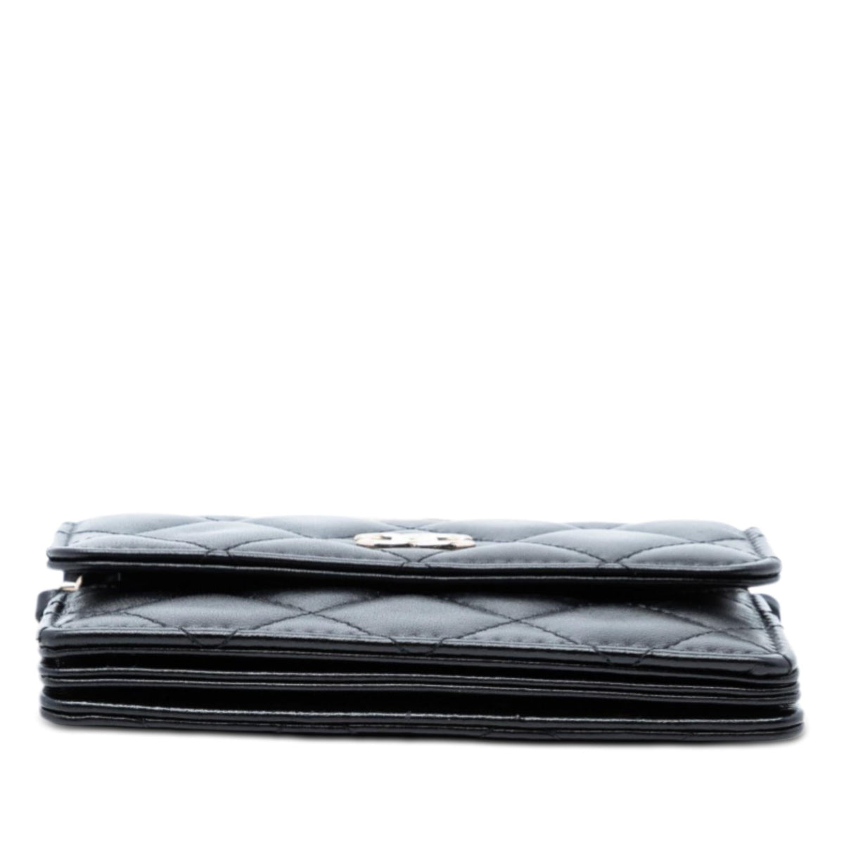 Chanel Quilted Lambskin Camellia Bow Card Holder On Chain