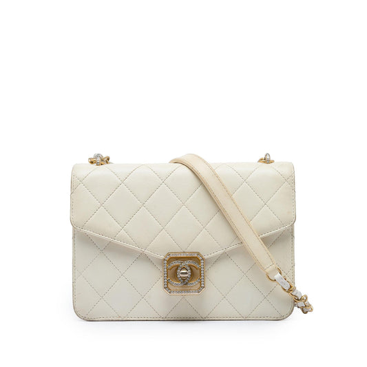 Chanel Quilted Lambskin Crystal Geometric CC Frame Flap