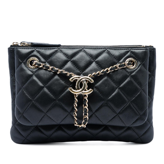 Chanel Quilted Lambskin Double Case with Chain