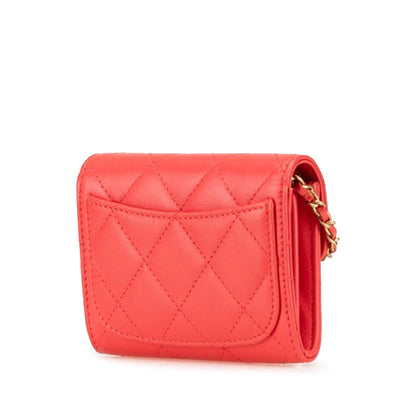 Chanel Quilted Lambskin Flap Card Holder on Chain