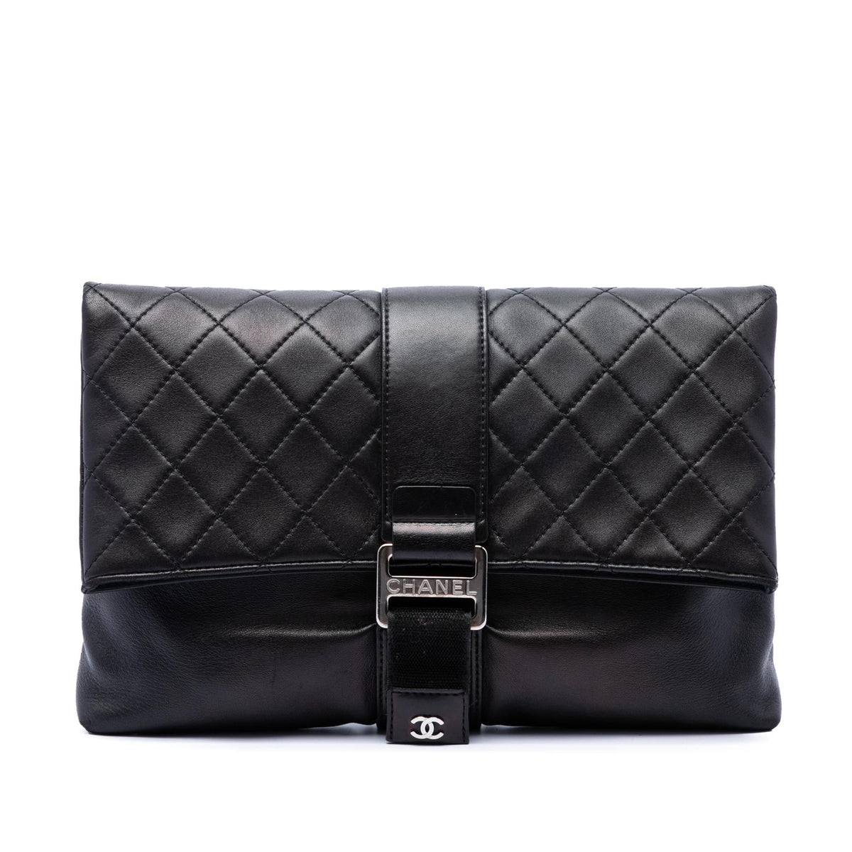 Chanel Quilted Lambskin Grip Clutch